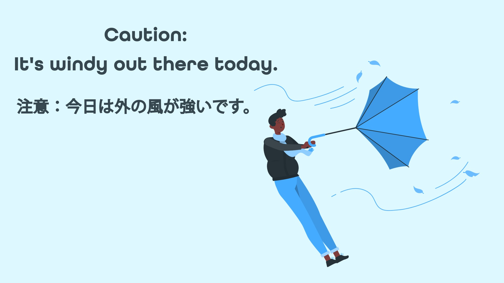 Featured image for “Caution: It’s windy out there today.  注意：今日は外の風が強いです。”